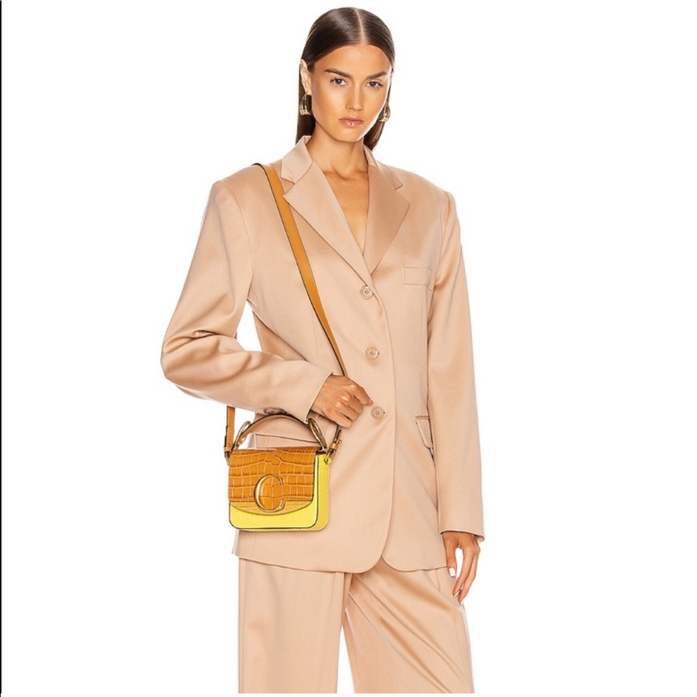 Chloé Mini C Yellow Croc Embossed Crossbody Bag - Picture 3 of 16